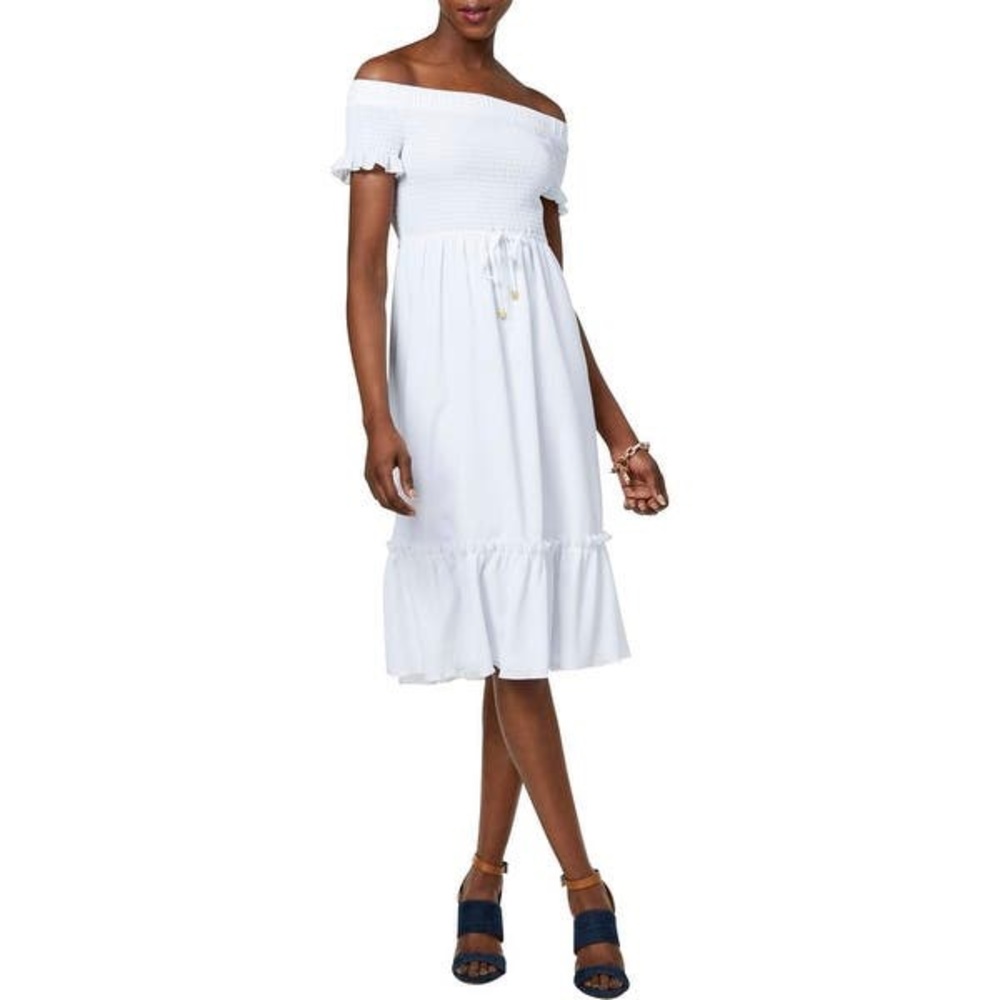 Michael Michael Kors Off The Shoulder White Dress Petite Large
